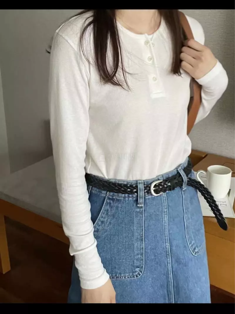 Lamagie Pie - Korean Women Fashion - #womensfashion - Henry Neck Tee - 9