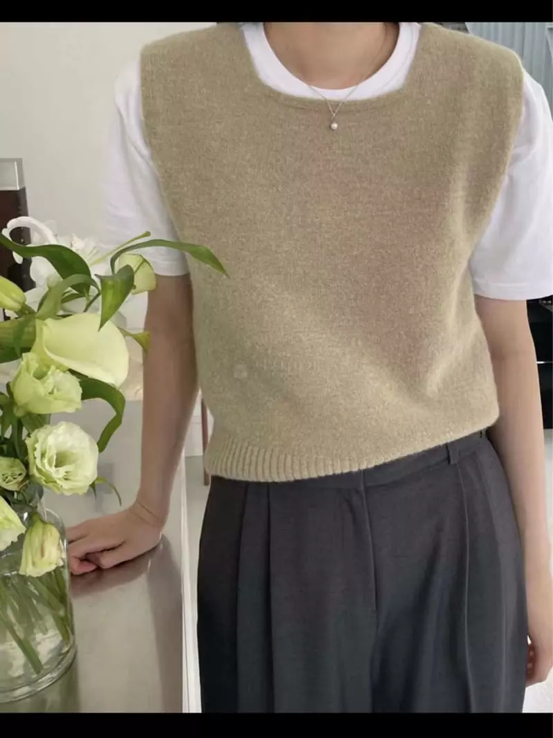 Lamagie Pie - Korean Women Fashion - #womensfashion - Alpaca Square Knit Tee - 3