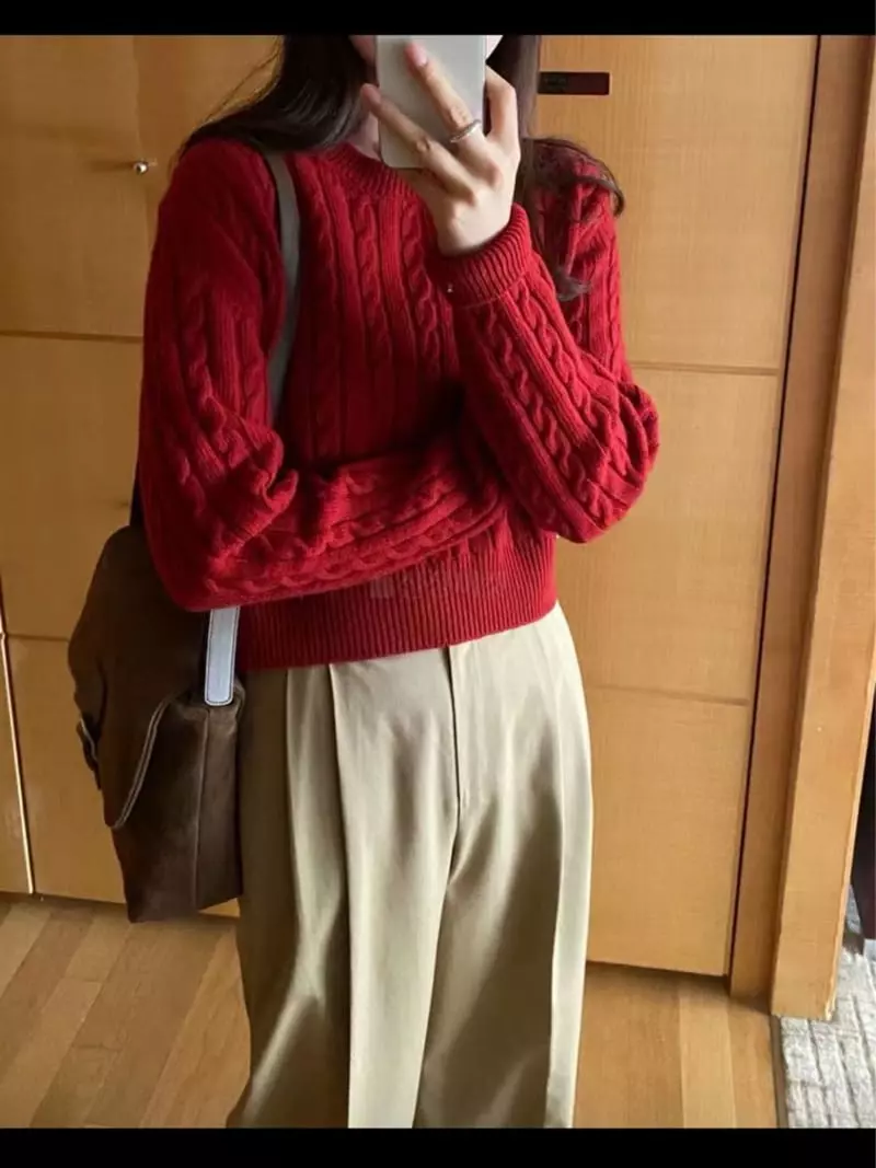 Lamagie Pie - Korean Women Fashion - #womensfashion - Sand Cable Knit Tee