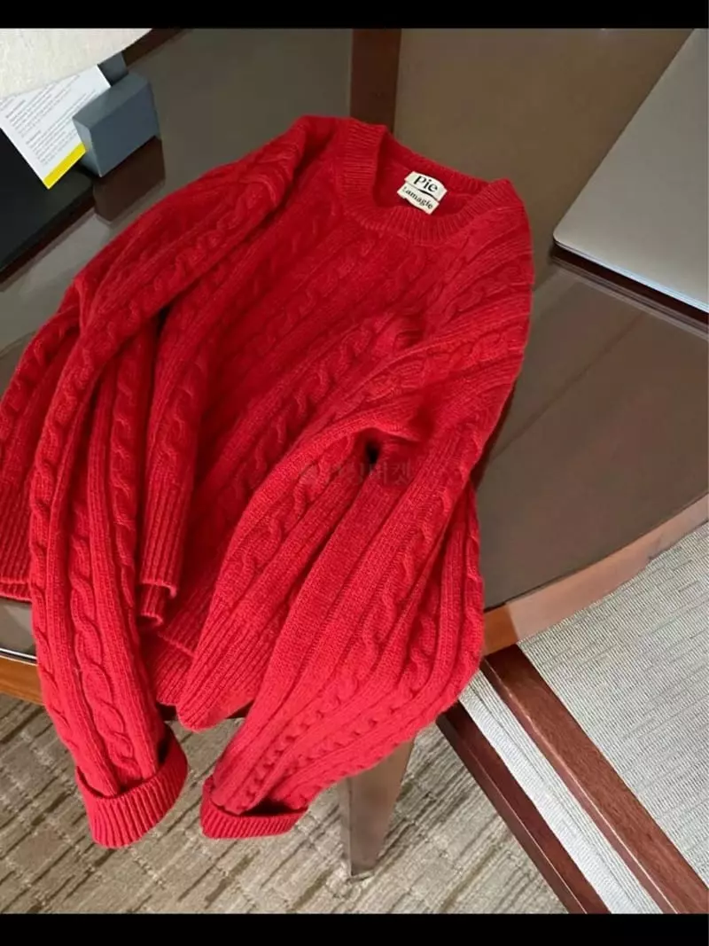 Lamagie Pie - Korean Women Fashion - #womensfashion - Sand Cable Knit Tee - 3