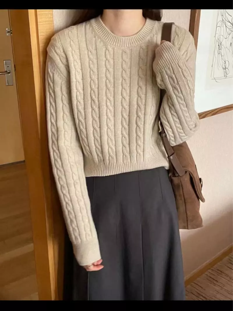 Lamagie Pie - Korean Women Fashion - #womensfashion - Sand Cable Knit Tee - 7