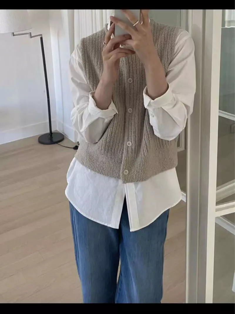 Lamagie Pie - Korean Women Fashion - #womensfashion - Baby Vest Knit Tee