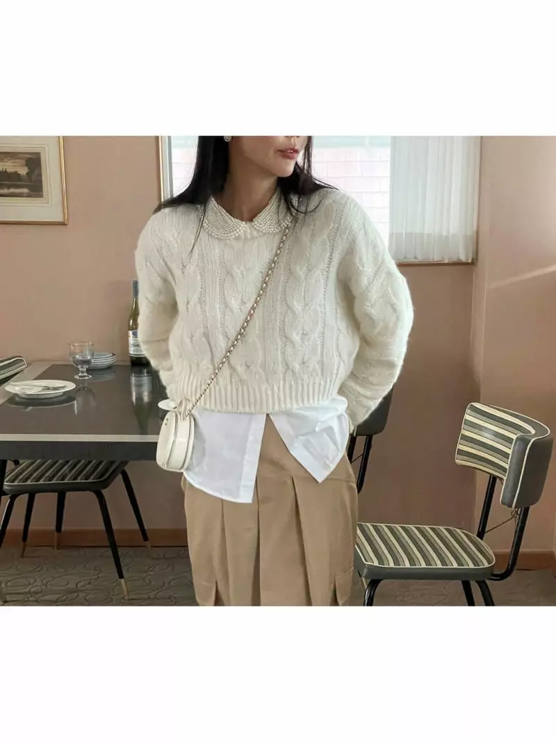 Lamp - Korean Women Fashion - #womensfashion - Twist Balloon Knit Tee - 2