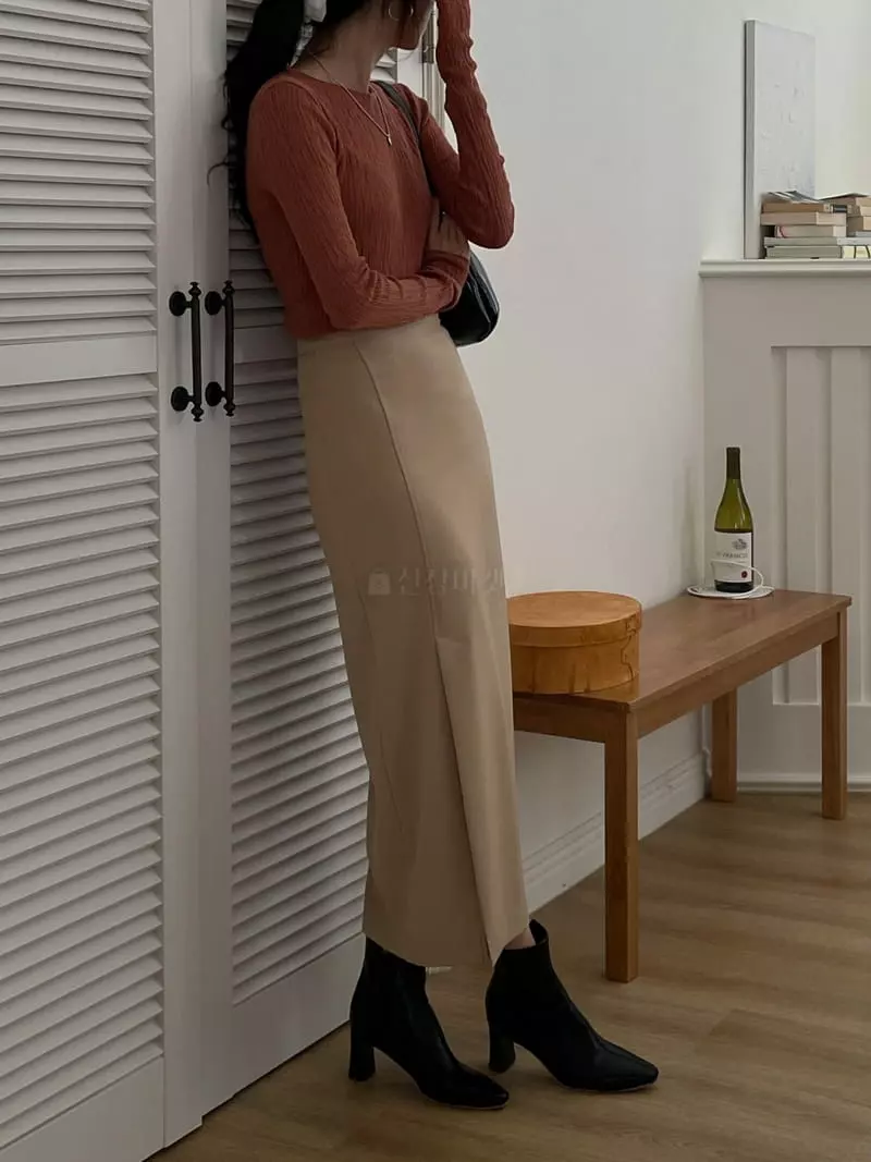 Lefave - Korean Women Fashion - #momslook - Slit Skirt - 9