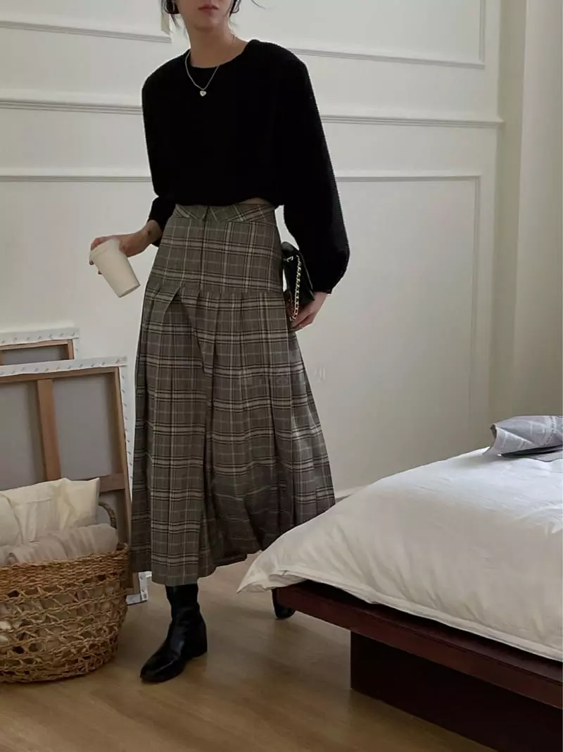 Lefave - Korean Women Fashion - #momslook - Check Skirt - 8