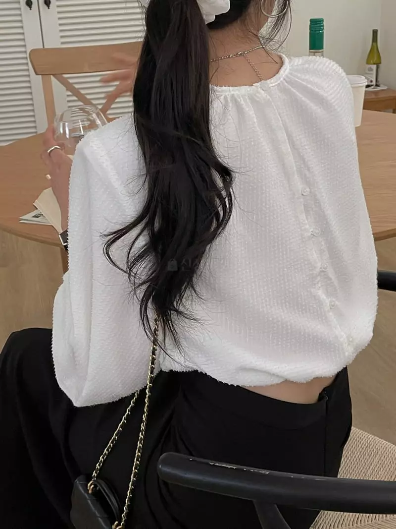 Lefave - Korean Women Fashion - #womensfashion - Button Back Blouse - 2