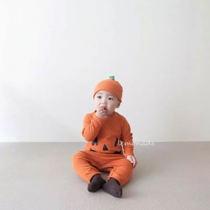 Lemonade - Korean Baby Fashion - #babyclothing - Pumpkin Bodysuit with Hat