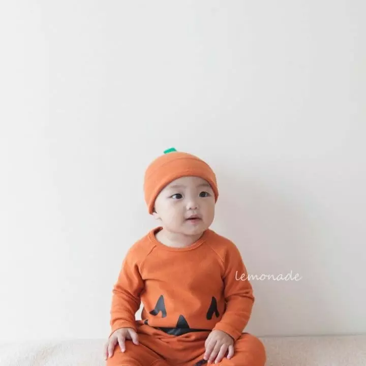 Lemonade - Korean Baby Fashion - #babyfever - Pumpkin Bodysuit with Hat - 4