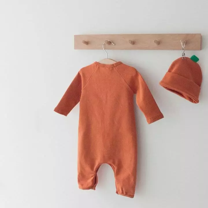 Lemonade - Korean Baby Fashion - #babylifestyle - Pumpkin Bodysuit with Hat - 5