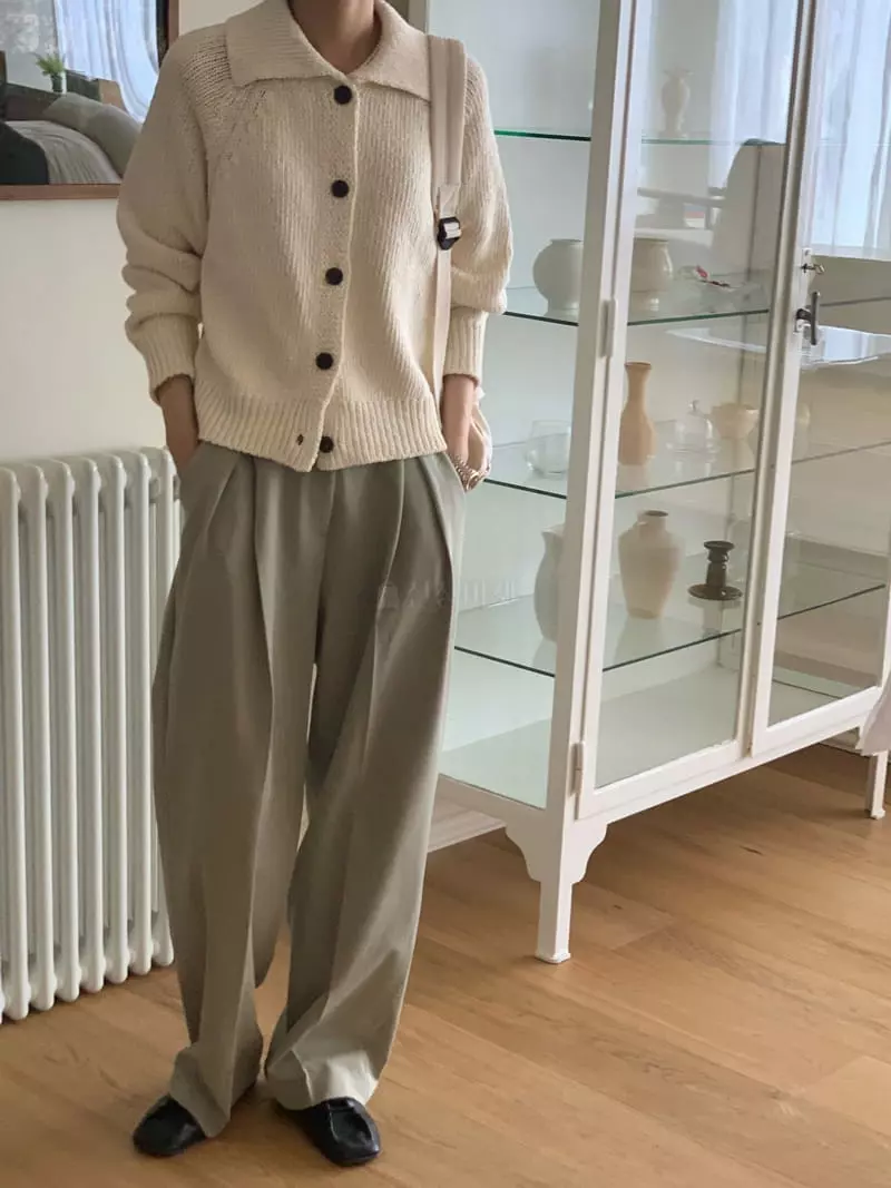 Leneuf - Korean Women Fashion - #pursuepretty - Cotton Collar Cardigan - 3