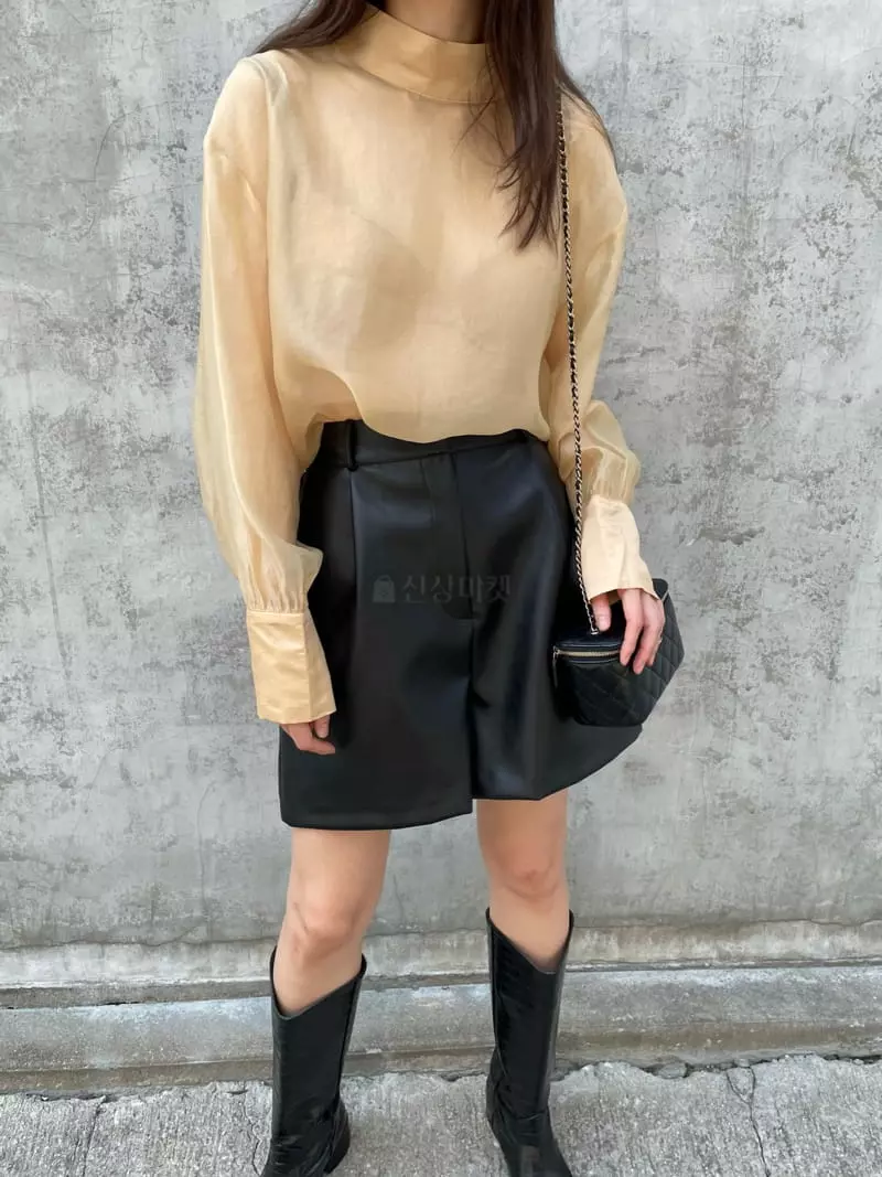 Levase - Korean Women Fashion - #momslook - Half Neck Blouse - 8