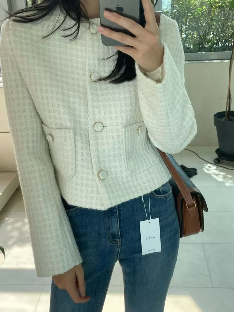 Levase - Korean Women Fashion - #momslook - Metal Twid Jacket - 3