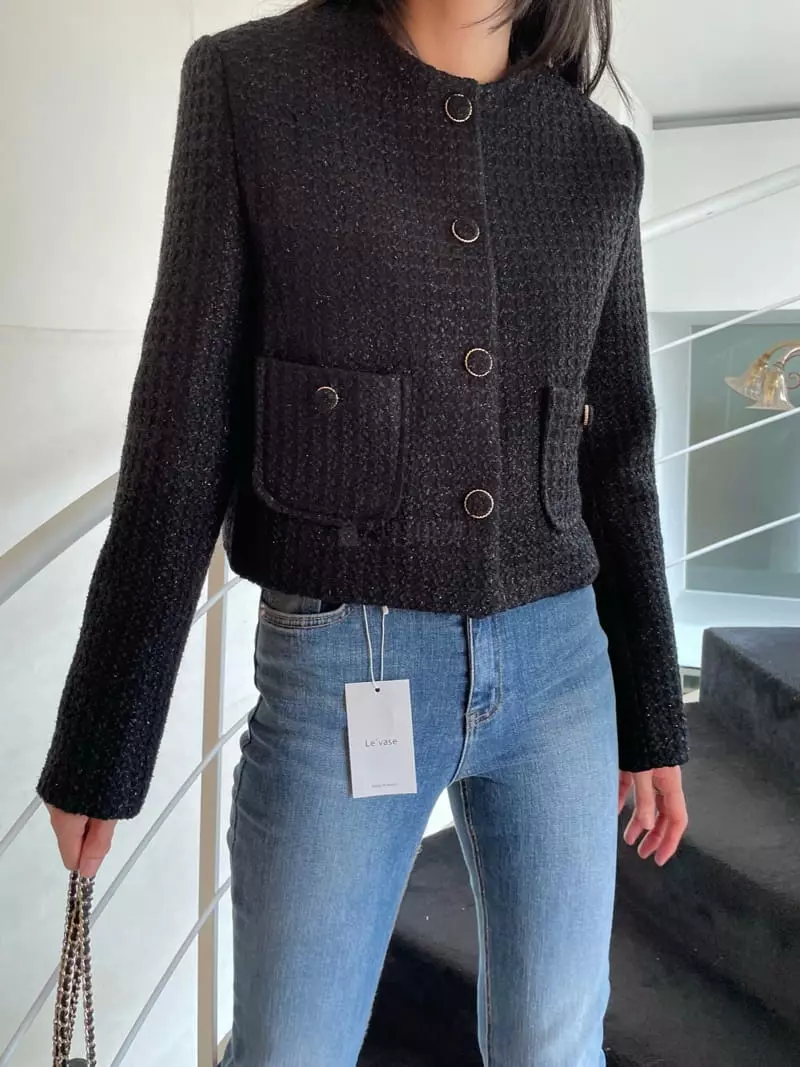 Levase - Korean Women Fashion - #momslook - Metal Twid Jacket - 7