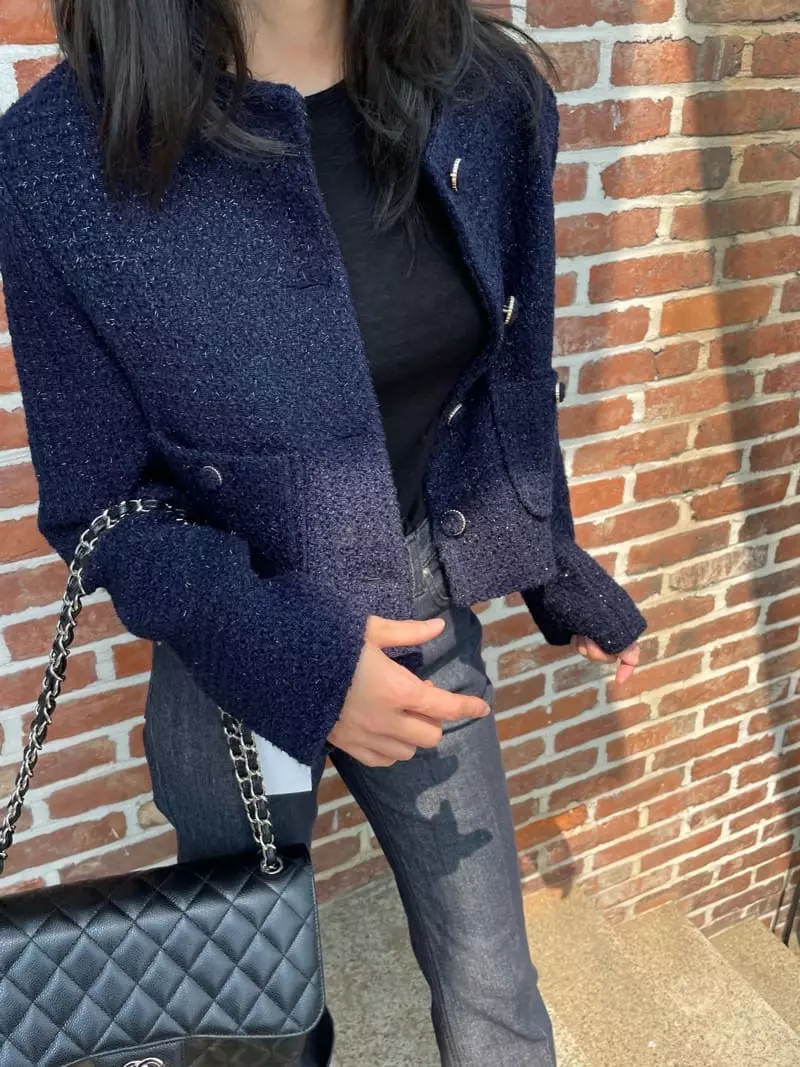 Levase - Korean Women Fashion - #vintageinspired - Metal Twid Jacket - 11