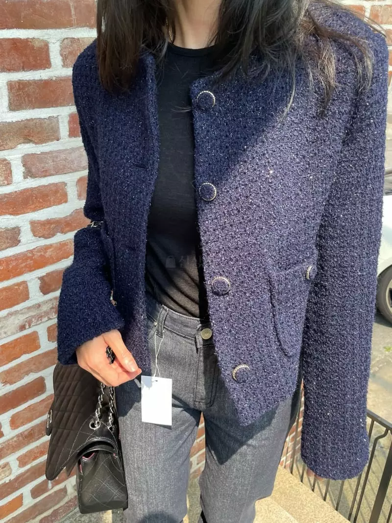 Levase - Korean Women Fashion - #vintagekidsstyle - Metal Twid Jacket - 12