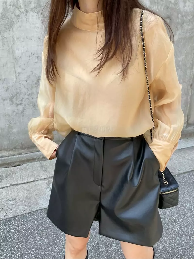 Levase - Korean Women Fashion - #womensfashion - Half Neck Blouse - 9