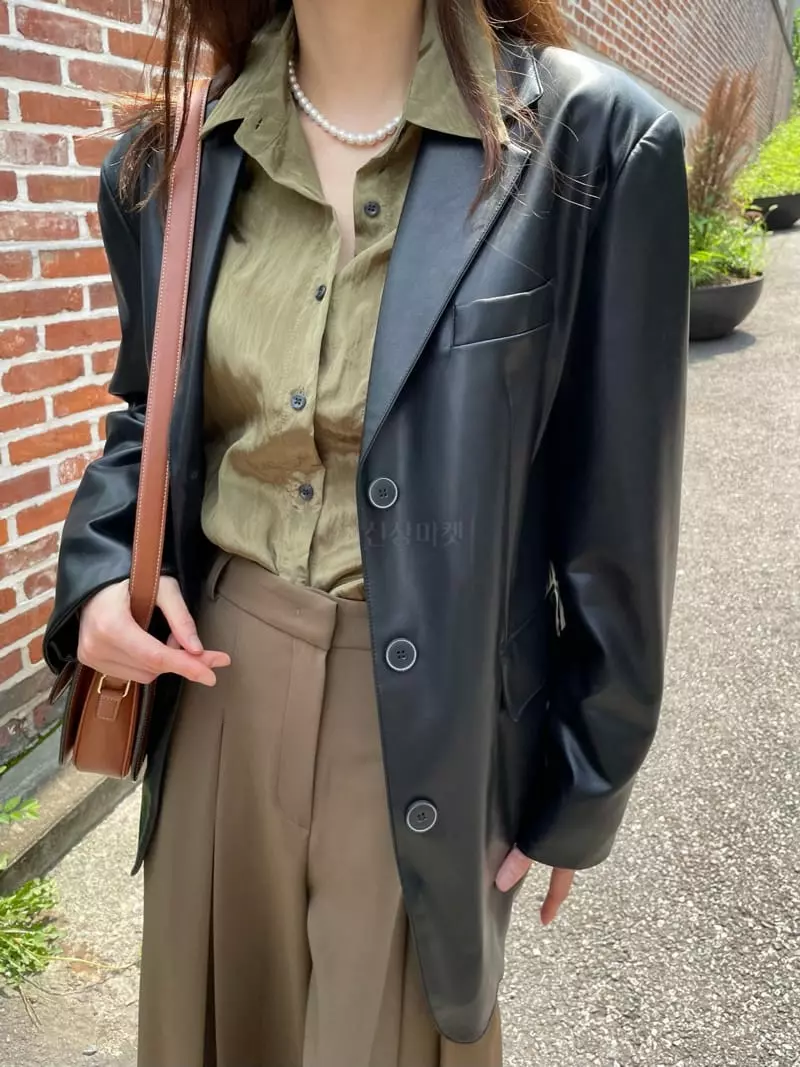 Levase - Korean Women Fashion - #womensfashion - Vigan Leather Jacket - 9