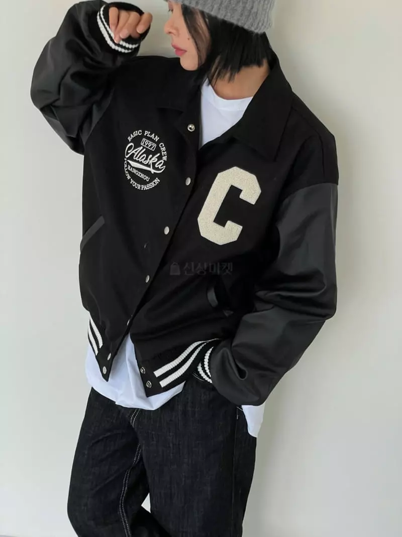 Level - Korean Women Fashion - #momslook - C Baseball Jumper