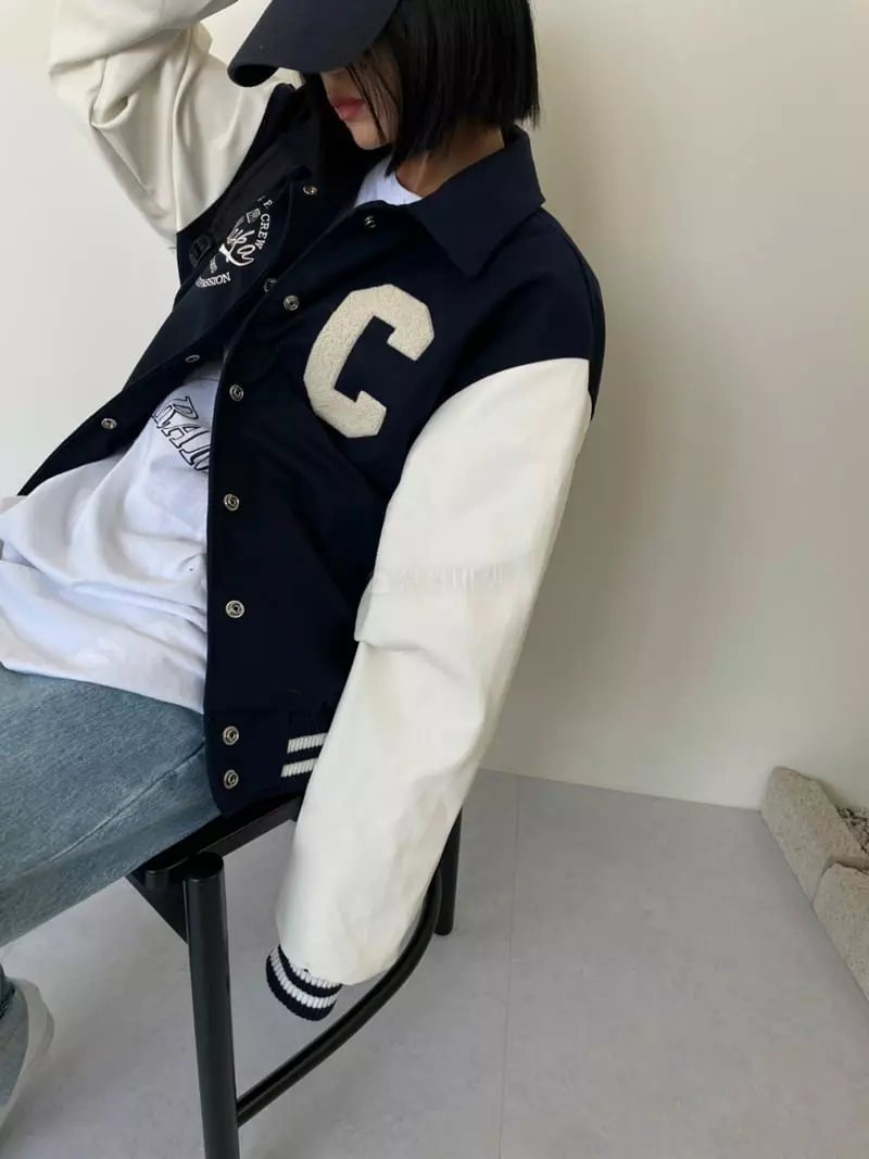 Level - Korean Women Fashion - #momslook - C Baseball Jumper - 3