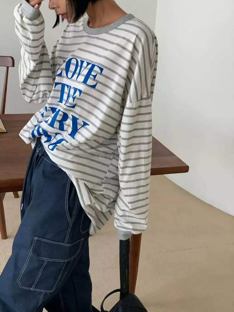 Level - Korean Women Fashion - #momslook - Love Stripes Tee - 5
