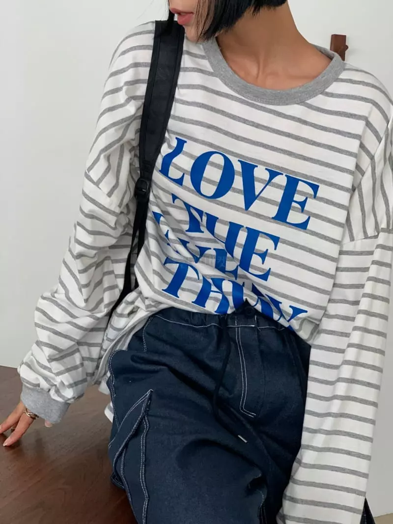 Level - Korean Women Fashion - #momslook - Love Stripes Tee - 7