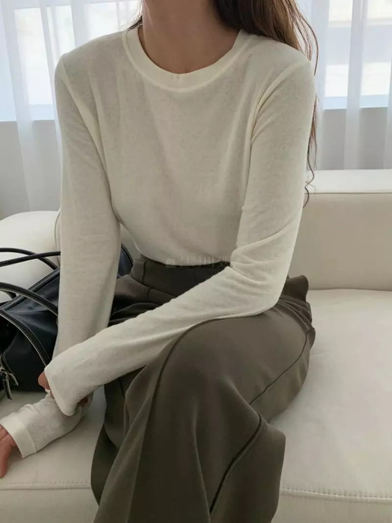 Level - Korean Women Fashion - #momslook - Angora Tee - 3