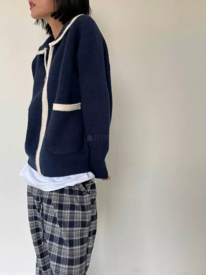 Level - Korean Women Fashion - #womensfashion - Line Zip-up Knit - 3