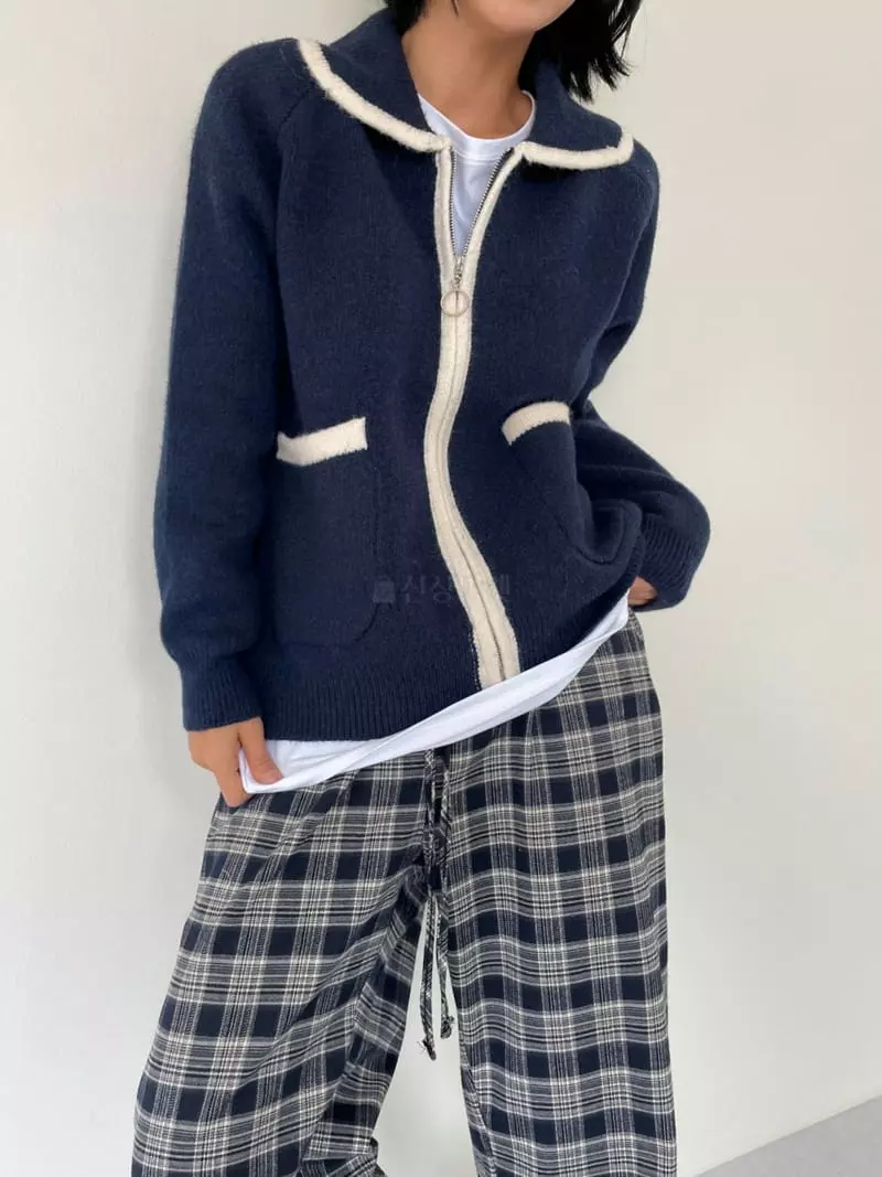 Level - Korean Women Fashion - #womensfashion - Line Zip-up Knit - 5