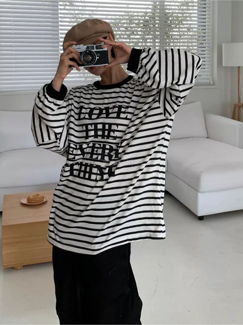 Level - Korean Women Fashion - #womensfashion - Love Stripes Tee - 2