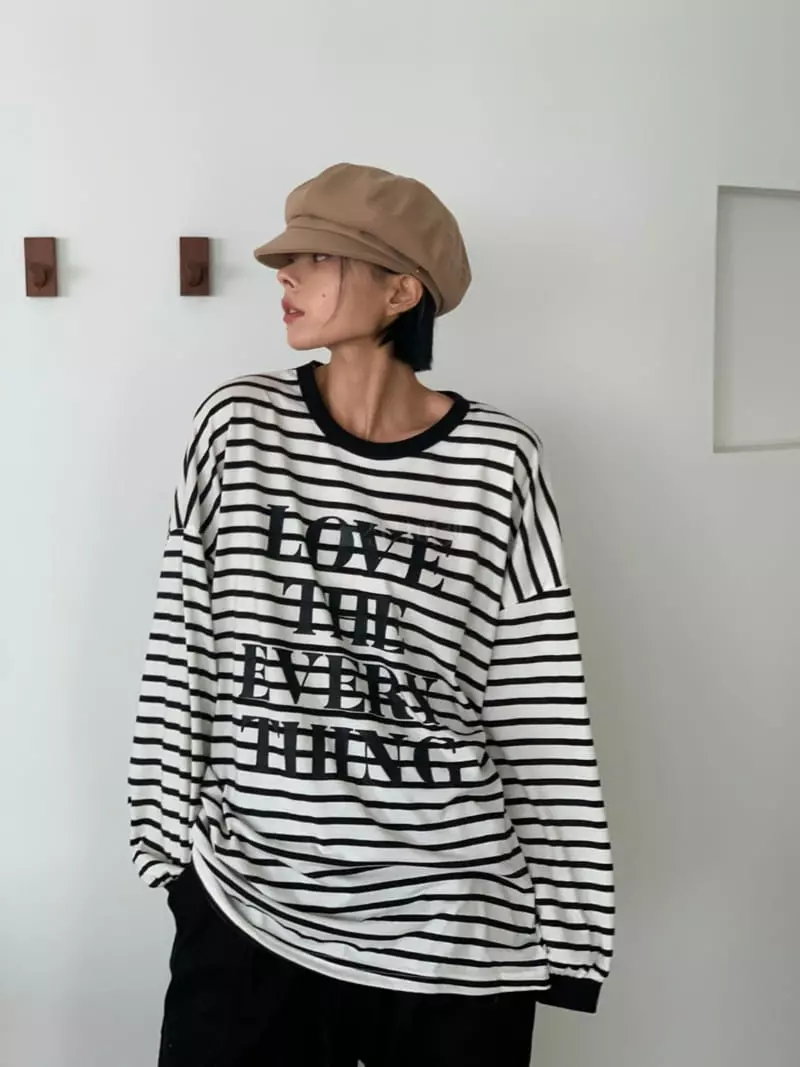 Level - Korean Women Fashion - #momslook - Love Stripes Tee - 4