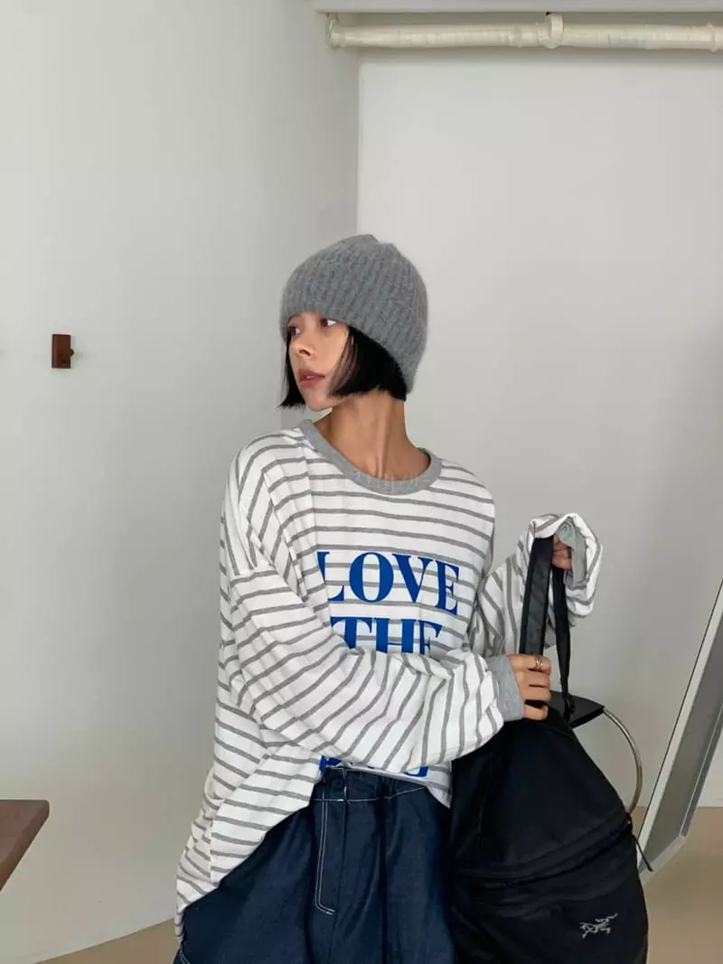 Level - Korean Women Fashion - #womensfashion - Love Stripes Tee - 6