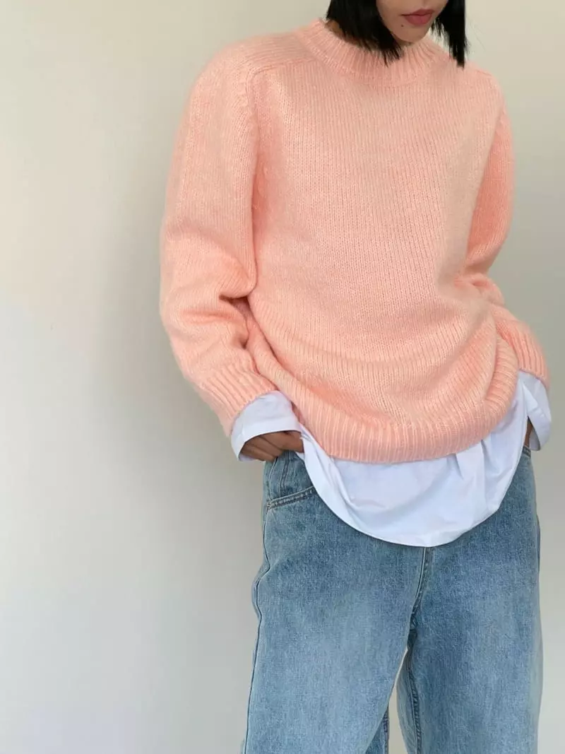 Level - Korean Women Fashion - #momslook - Soy Color Knit Tee - 4