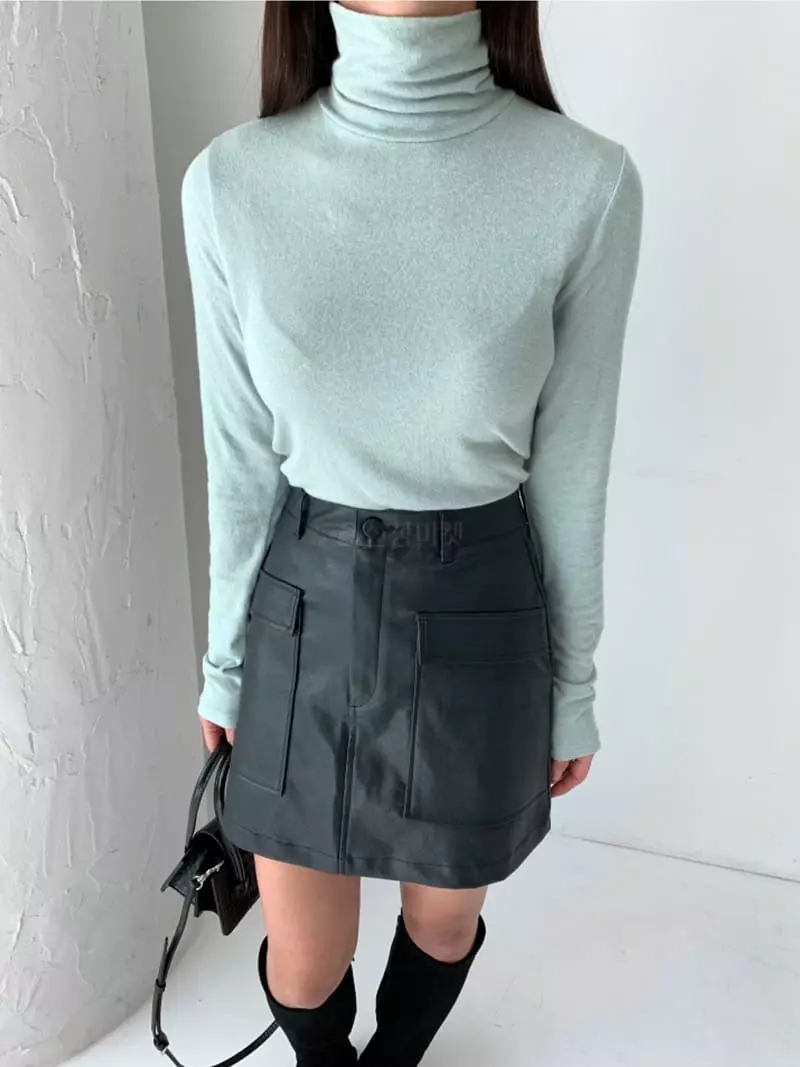 Level - Korean Women Fashion - #womensfashion - Angora Turtleneck Tee - 5