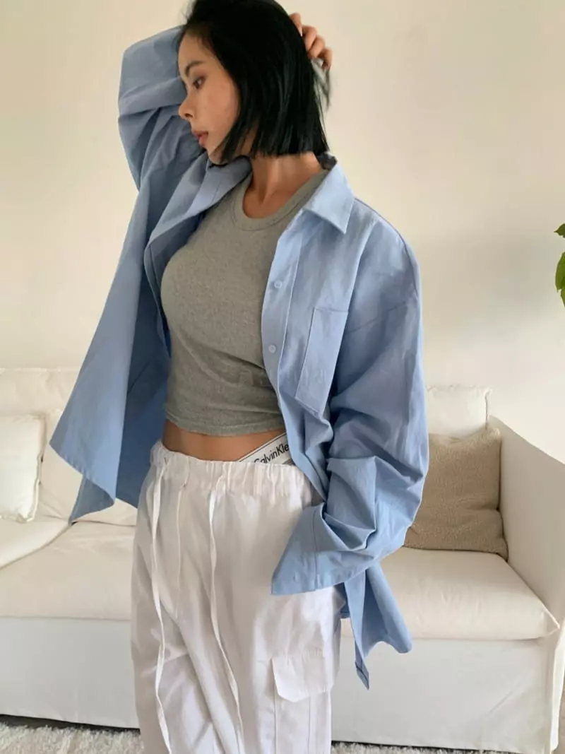 Level - Korean Women Fashion - #womensfashion - Combi Washing Shirt - 8