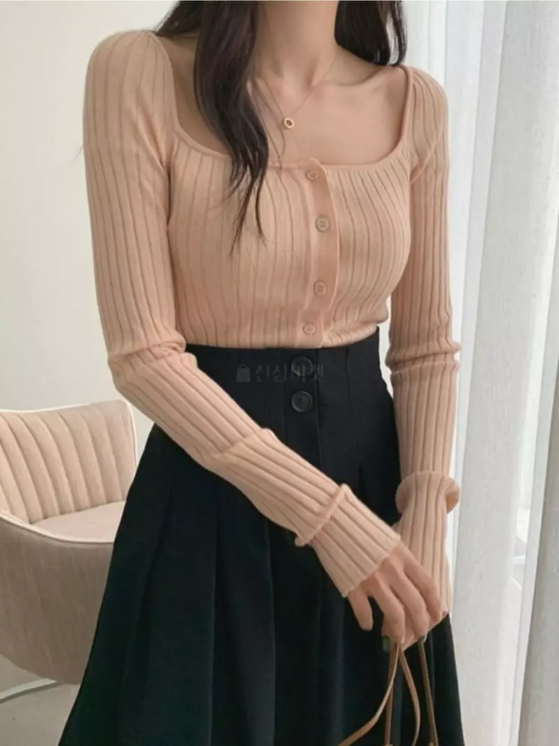 Likewater - Korean Women Fashion - #momslook - Madelen Square Knit Tee - 3