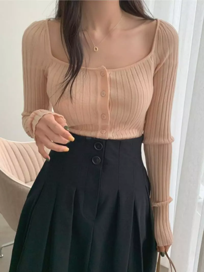 Likewater - Korean Women Fashion - #womensfashion - Madelen Square Knit Tee - 2