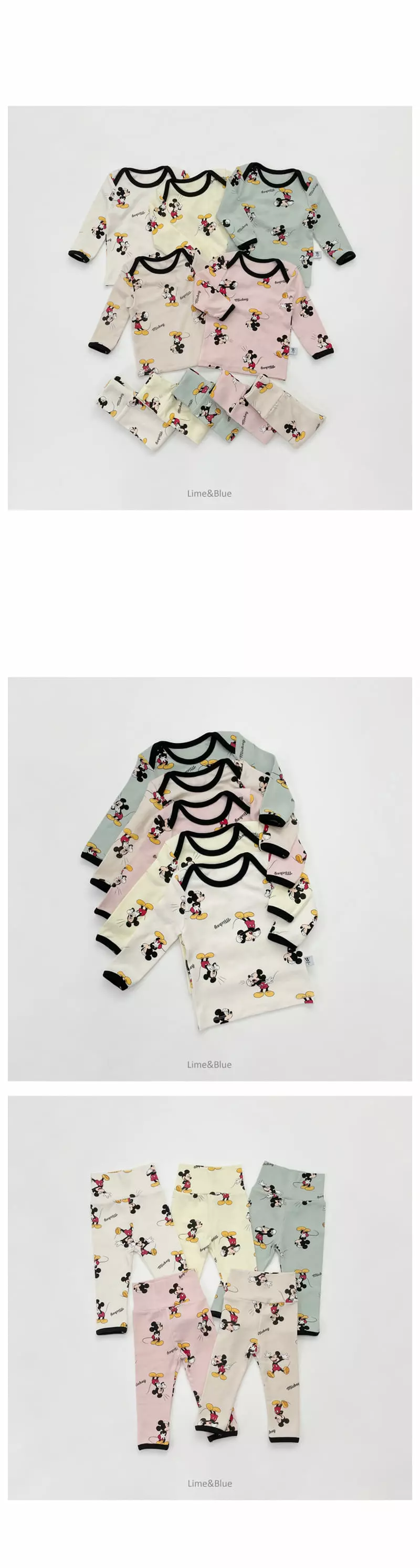 Lime & Blue - Korean Baby Fashion - #babyfashion - Disny Funny Mickey Baby Bodysuit Set - 2