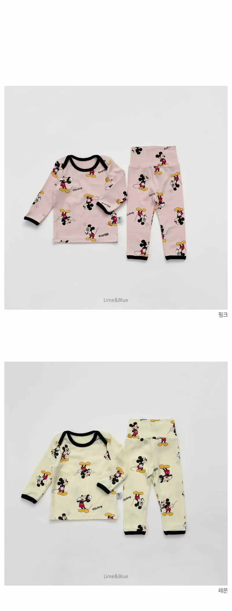Lime & Blue - Korean Baby Fashion - #babyfever - Disny Funny Mickey Baby Bodysuit Set - 3