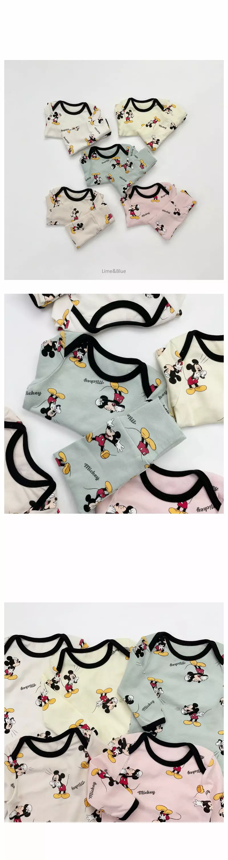Lime & Blue - Korean Baby Fashion - #babylifestyle - Disny Funny Mickey Baby Bodysuit Set - 5