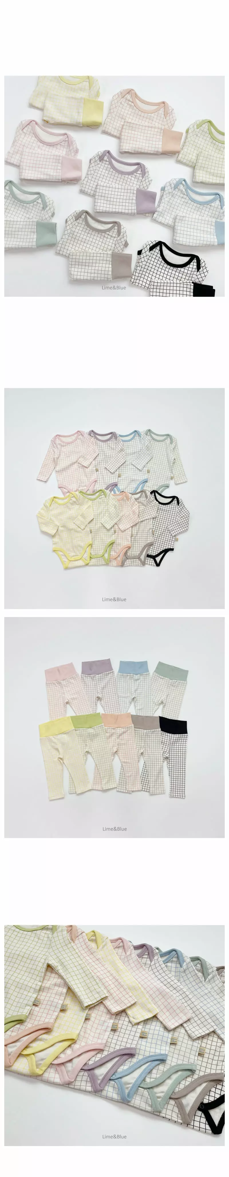 Lime & Blue - Korean Baby Fashion - #babywear - Coco Check Baby Bodysuit - 2