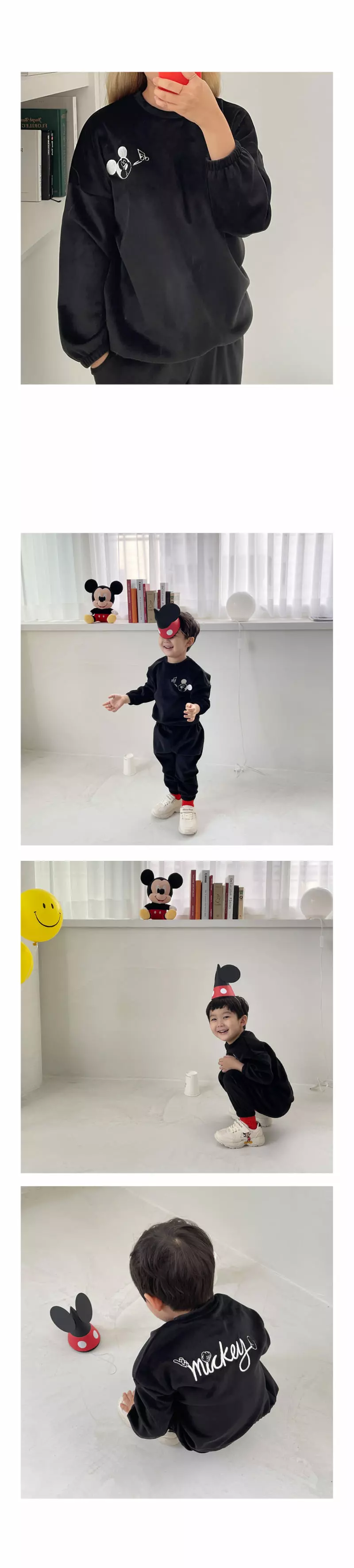 Lime & Blue - Korean Children Fashion - #kidzfashiontrend - Disny Mickey Veloure Family Top Bottom Set - 9