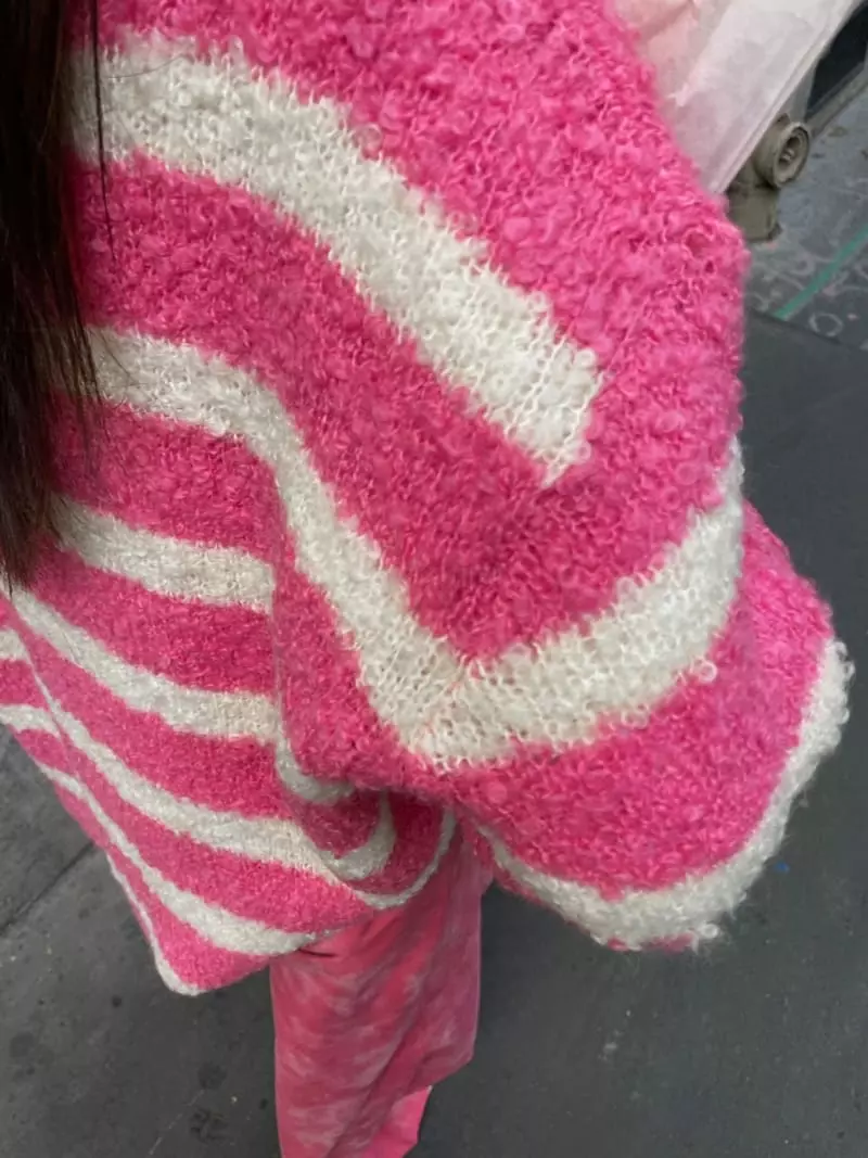 Liveaid - Korean Women Fashion - #momslook - Poodle Stripes Knit Tee - 7