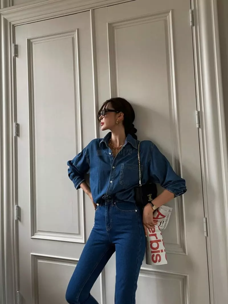 Liveaid - Korean Women Fashion - #momslook - Pocker Denim Shirt - 10