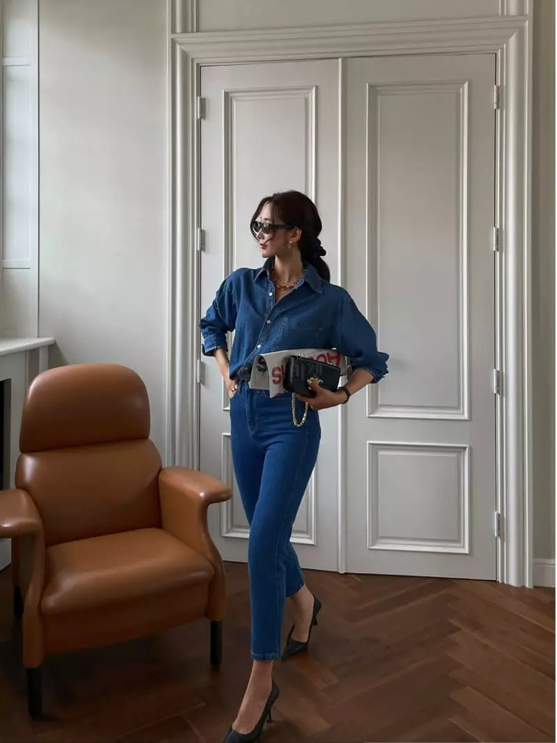 Liveaid - Korean Women Fashion - #momslook - Pocker Denim Shirt - 6
