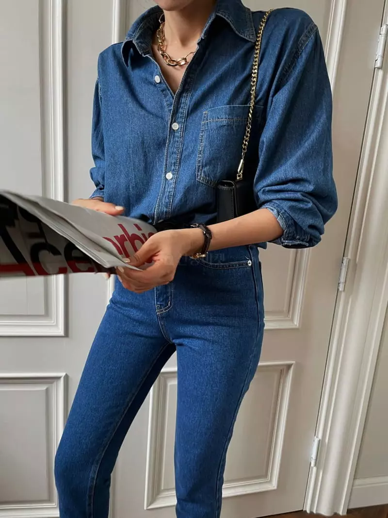 Liveaid - Korean Women Fashion - #momslook - Pocker Denim Shirt - 8