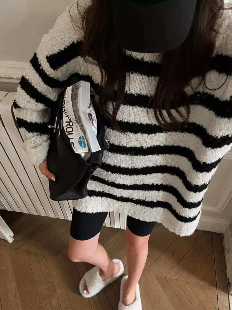 Liveaid - Korean Women Fashion - #thelittlethings - Poodle Stripes Knit Tee - 2