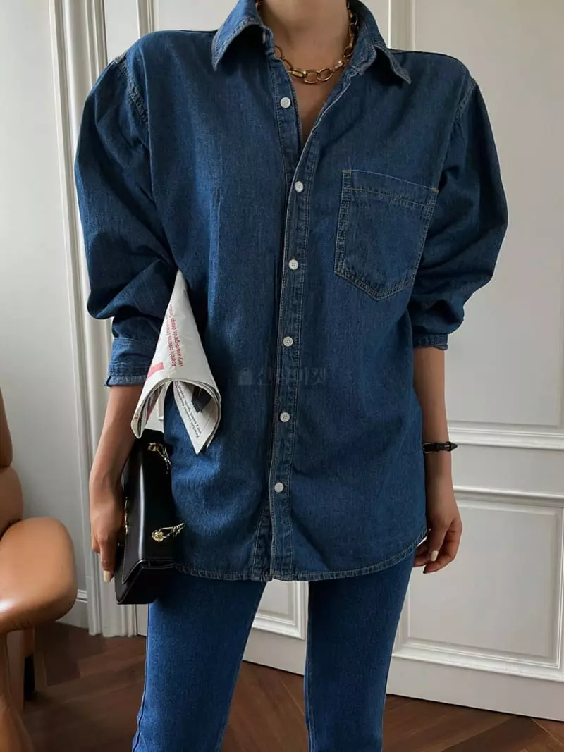 Liveaid - Korean Women Fashion - #thelittlethings - Pocker Denim Shirt
