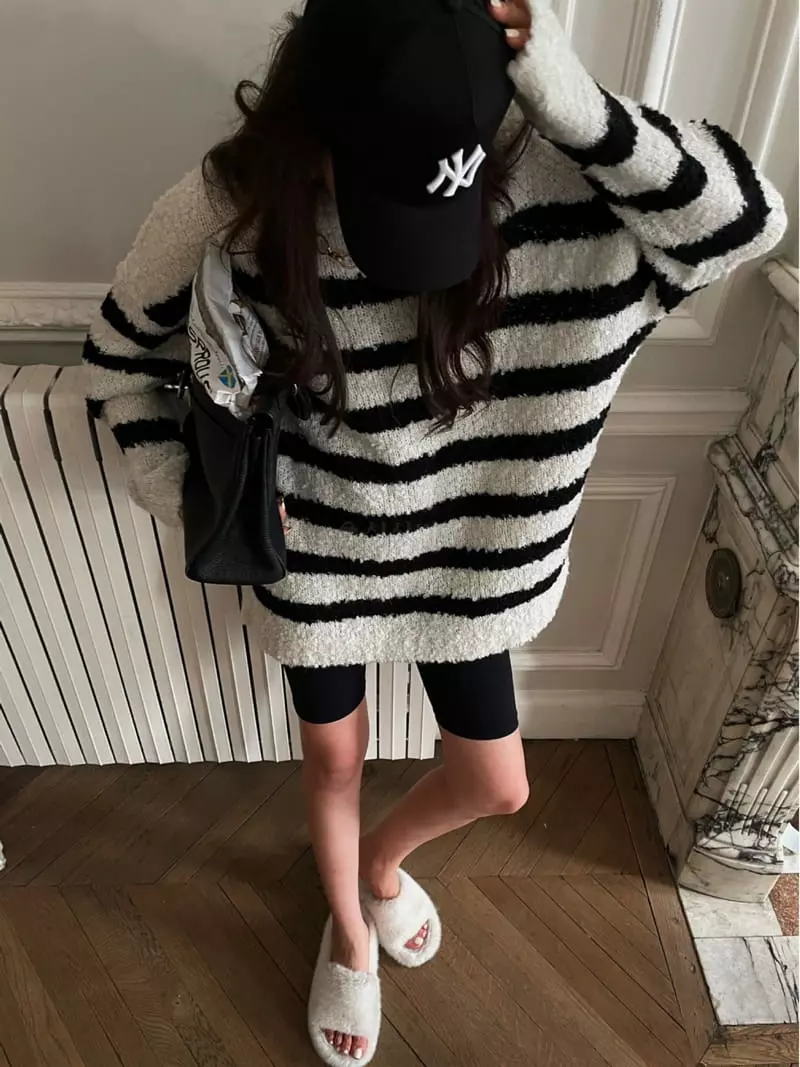 Liveaid - Korean Women Fashion - #womensfashion - Poodle Stripes Knit Tee - 12