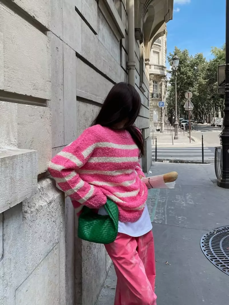 Liveaid - Korean Women Fashion - #womensfashion - Poodle Stripes Knit Tee - 6
