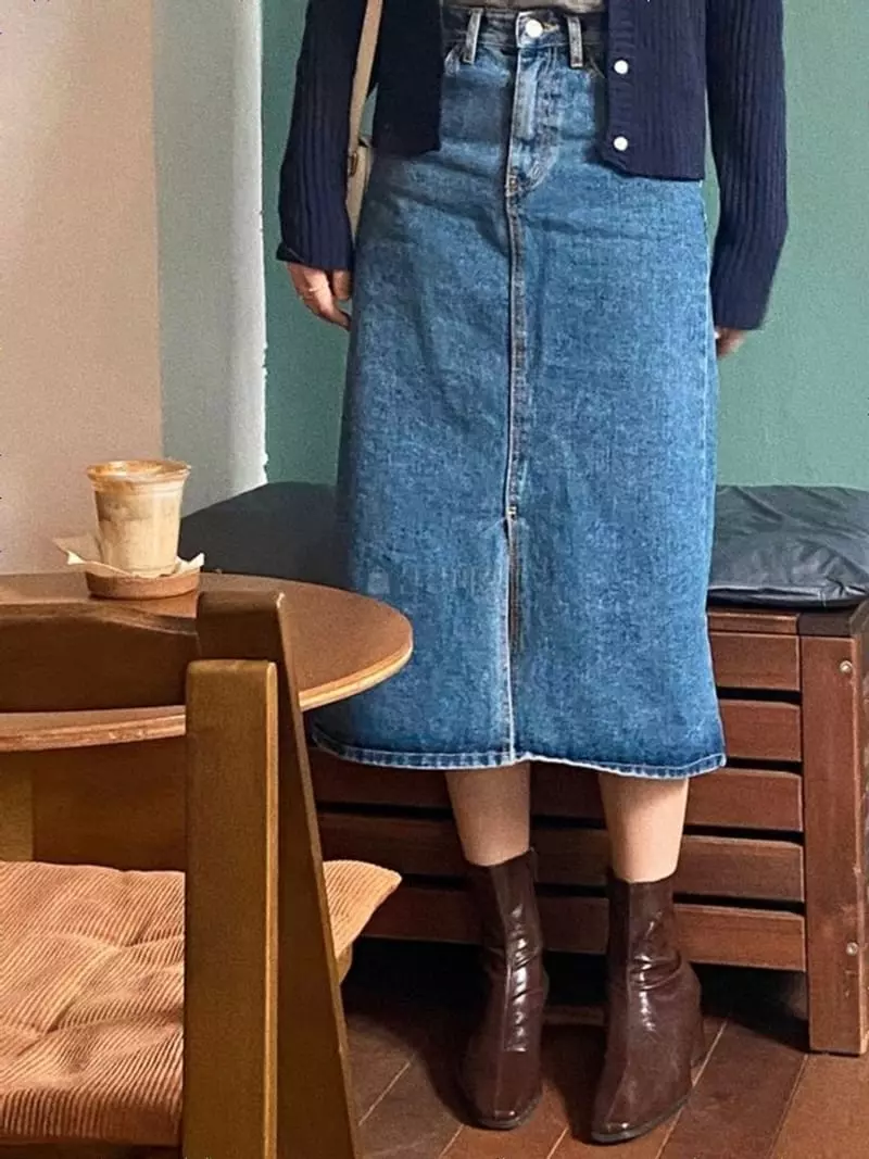 Logon - Korean Women Fashion - #momslook - Denim Skirt - 3